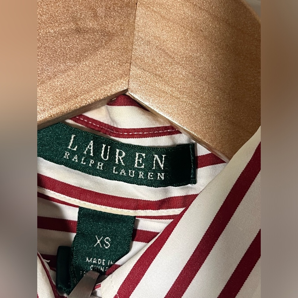 Ralph Lauren Red and White Striped Button-Up Shirt #106 - Picture 4 of 4